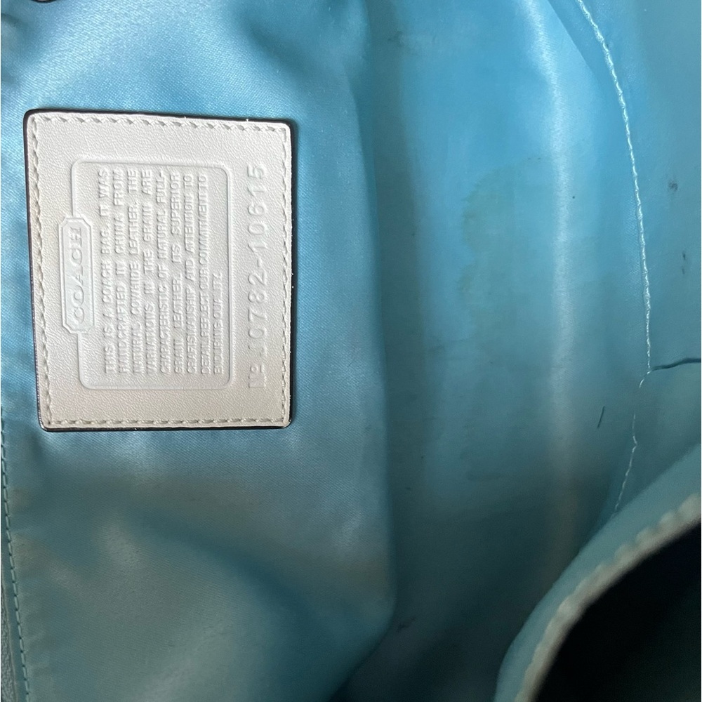 COACH Carly Cream Leather Hobo Handbag w/Brown Leather Trim and Brass Hardware - Picture 15 of 16